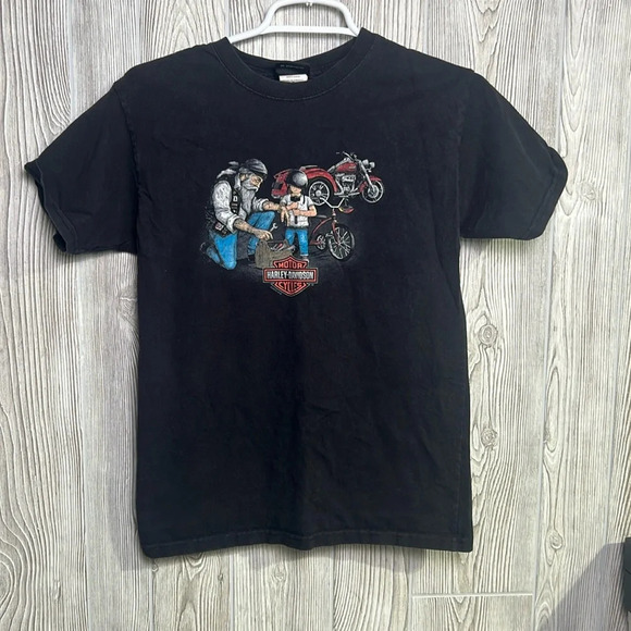 Harley Davidson KUWAIT Black Father Son Motorcycle Shirt Size Youth Large - Picture 1 of 4